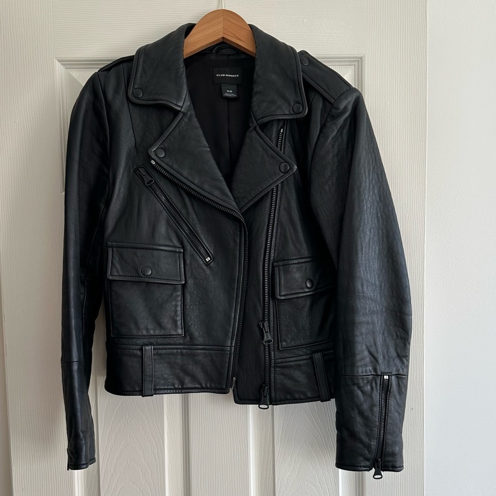 Club Monaco leather moto jacket, M